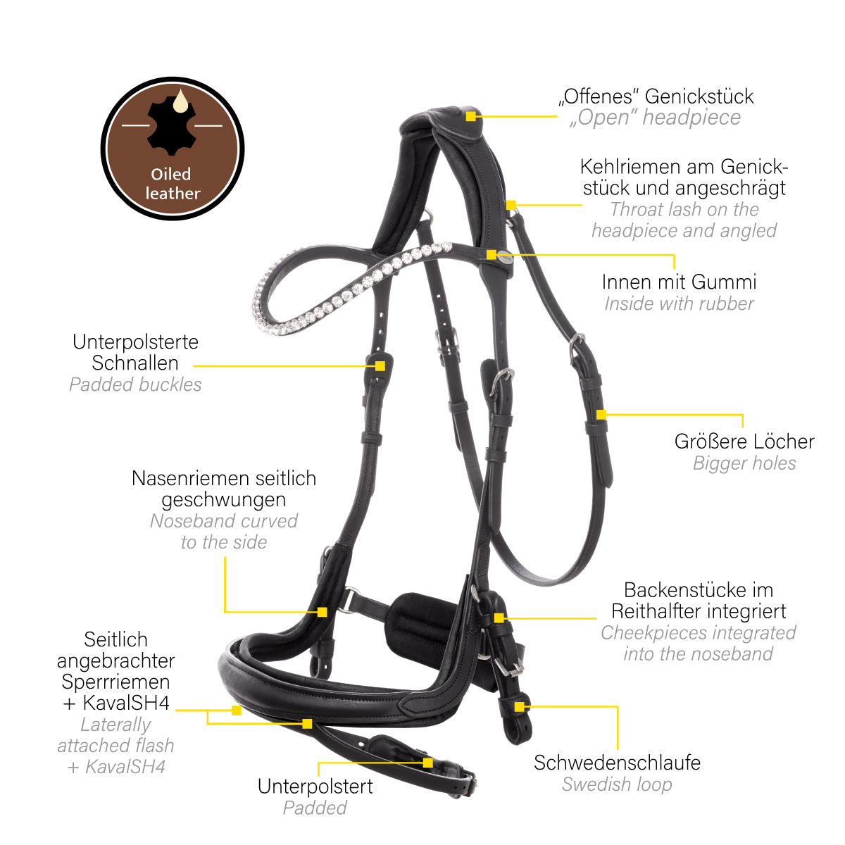 Kavalkade Trense geöltes Leder "Caliano" eng.-komb.