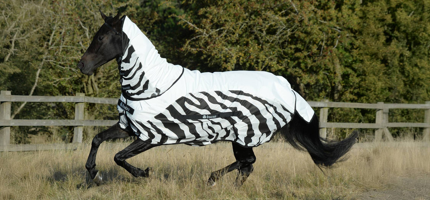 Bucas Fliegendecke Buzz off Rain Zebra & Neck